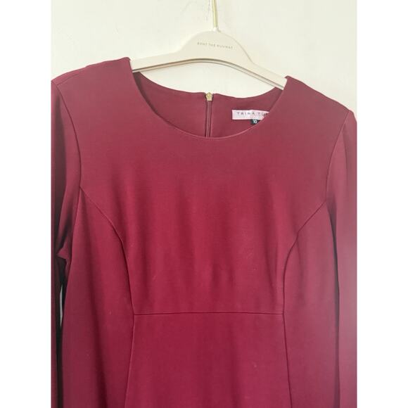 Trina Turk Bell Sleeve Knee Length Swing Dress Darted Waist Dark Red Size 10 - Picture 3 of 8